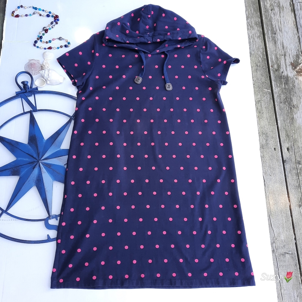 Hoodie Tunic Dress with Polka-Dots